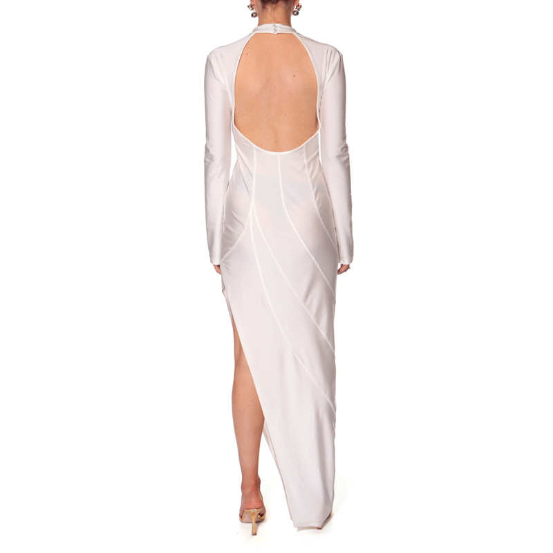 Thumbnail of Elodia Off White Maxi Dress With Long Sleeve image