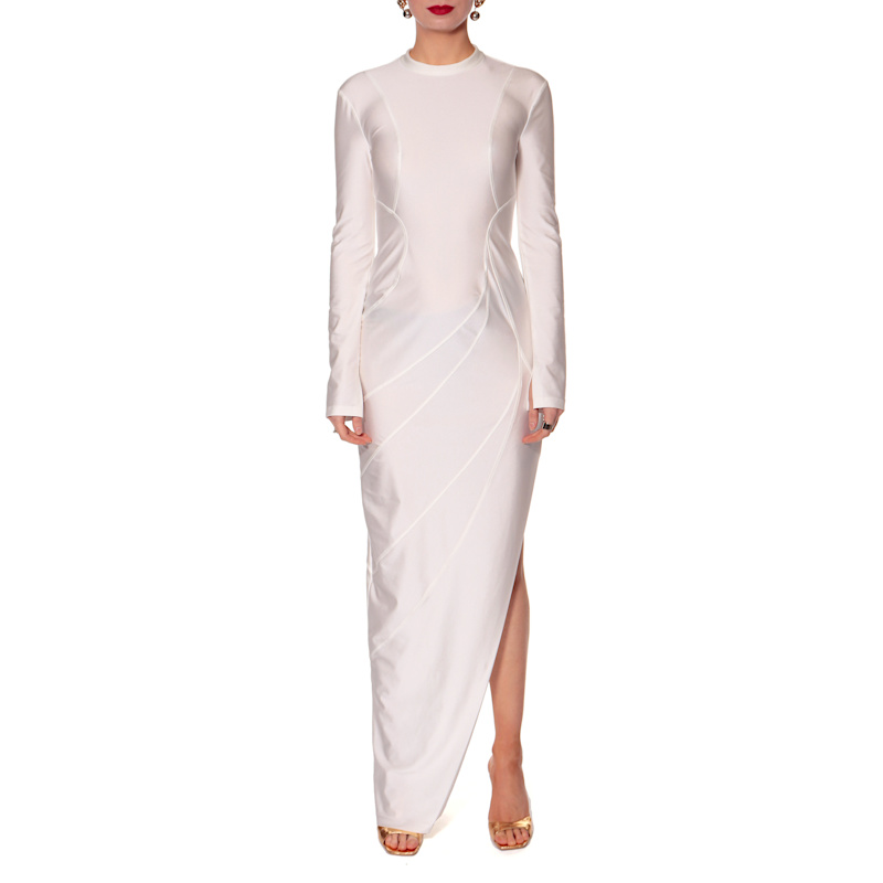 Thumbnail of Elodia Off White Maxi Dress With Long Sleeve image