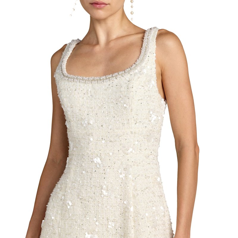 Thumbnail of Embellished Boucle Sleeveless A-Line Midi Dress image