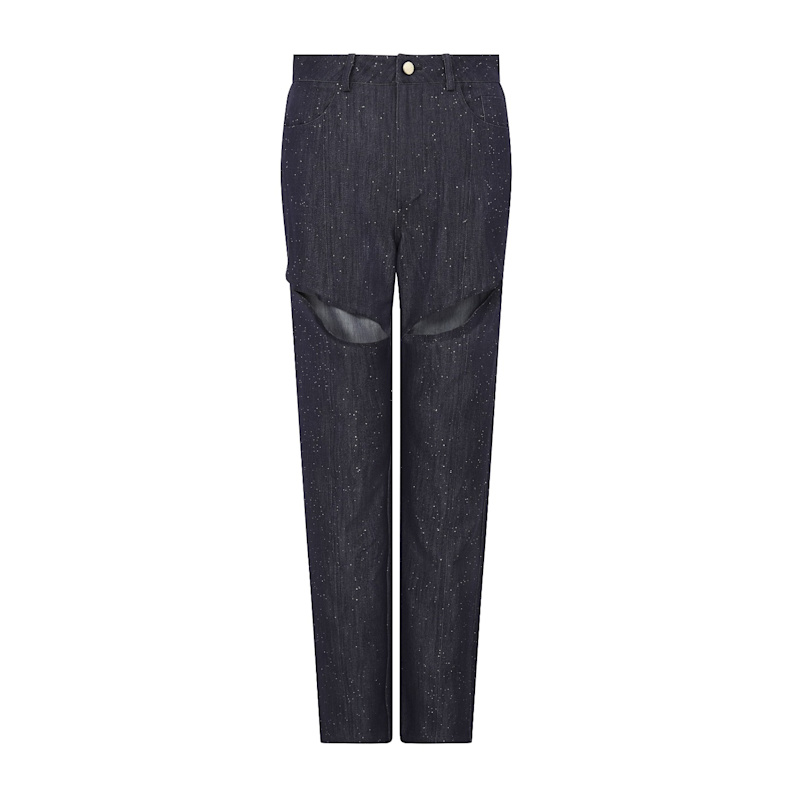 Embellished Sparkly Cut-Out Jeans In Profound Blue | SOUR FIGS | Wolf ...