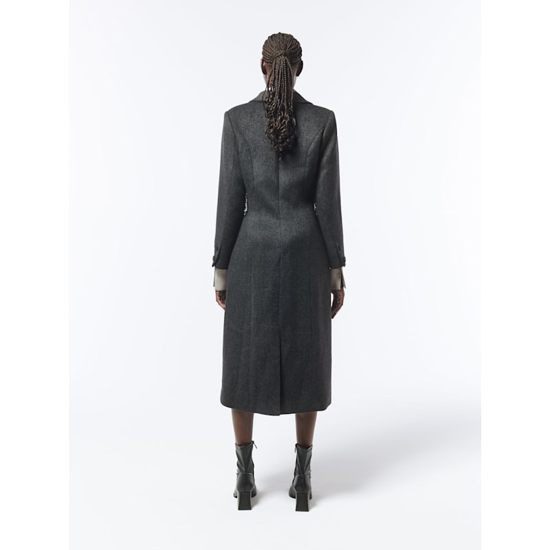 Thumbnail of Embellished Wing Detail Wool Blend Coat In Charcoal Grey image