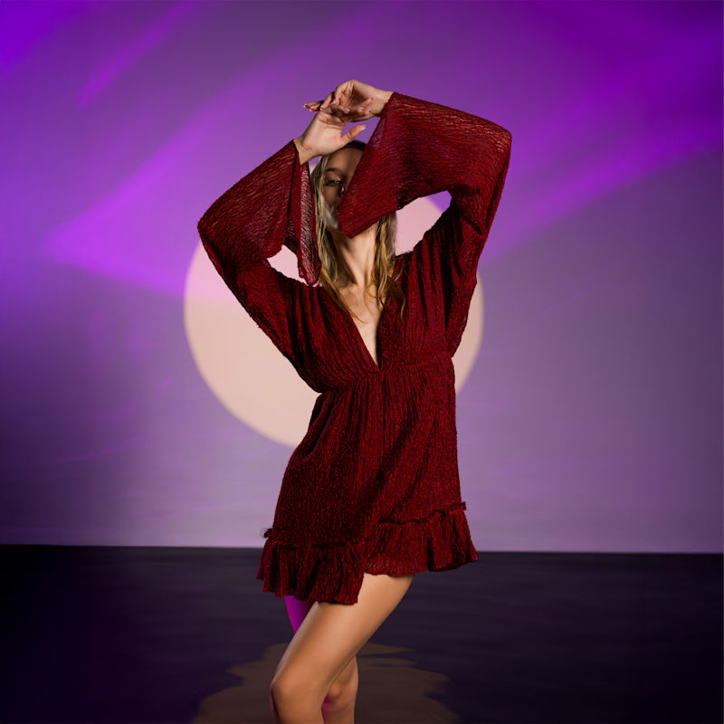 Ember Red Mini Dress - Boho Women Dress | One Size | Zhenabia