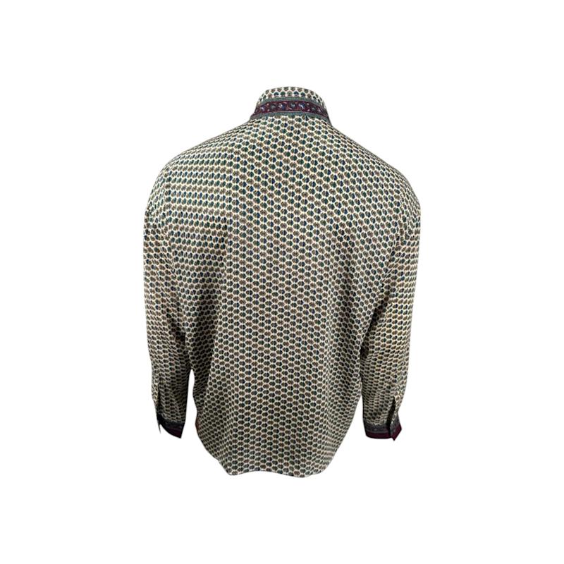 Thumbnail of Embossed Botanic Long Sleeve Crepe Shirt - Forest Plum image