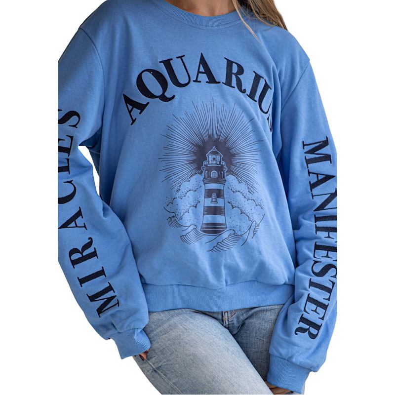 Thumbnail of Oversized Embroidered Aquarius Sign Sweatshirt image