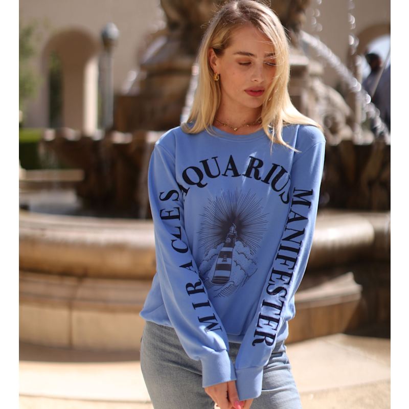 Thumbnail of Oversized Embroidered Aquarius Sign Sweatshirt image