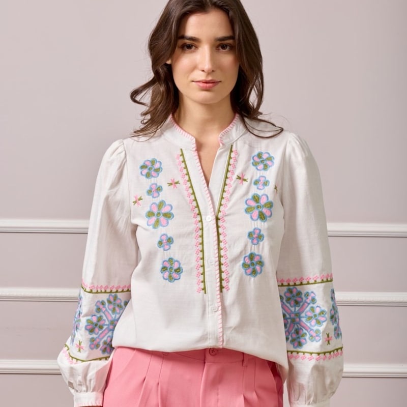 Thumbnail of Embroidered Sleeve Cotton Shirt image
