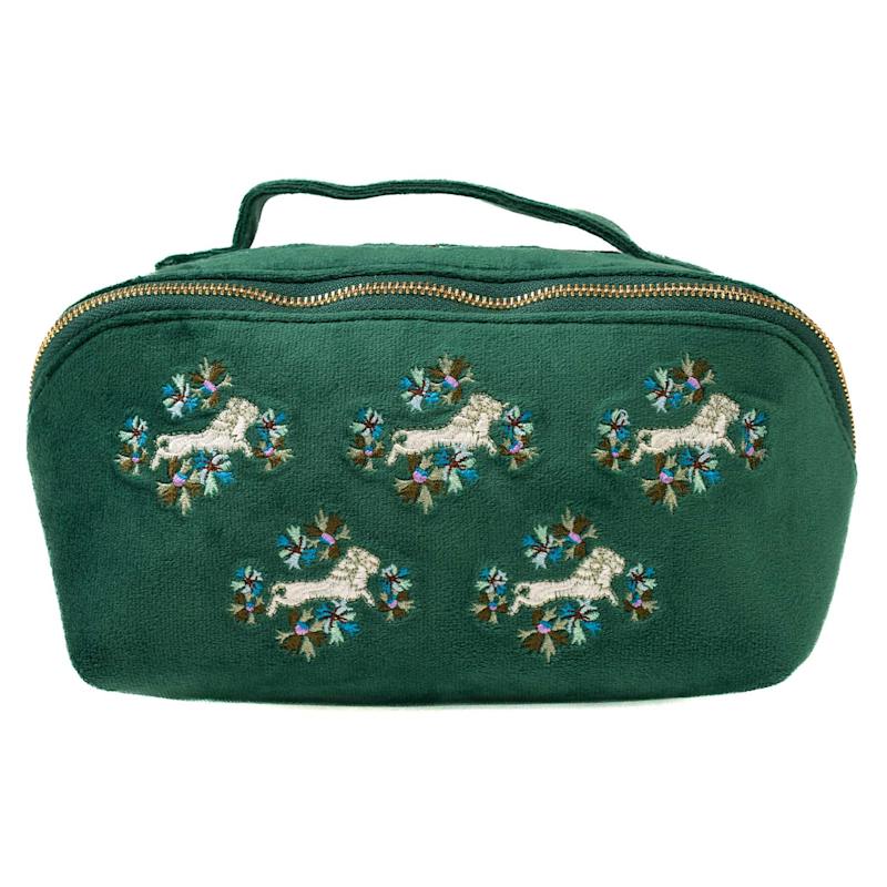 Thumbnail of Embroidered Velvet Cosmetic Dark Green Prance image
