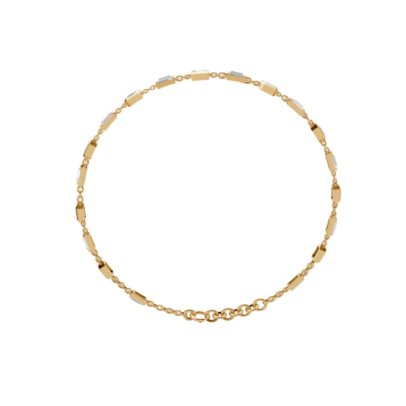 Thumbnail of Emerald And Baguette Cut Lab Diamond Tennis Bracelet In 14 Kt Solid Yellow Gold image