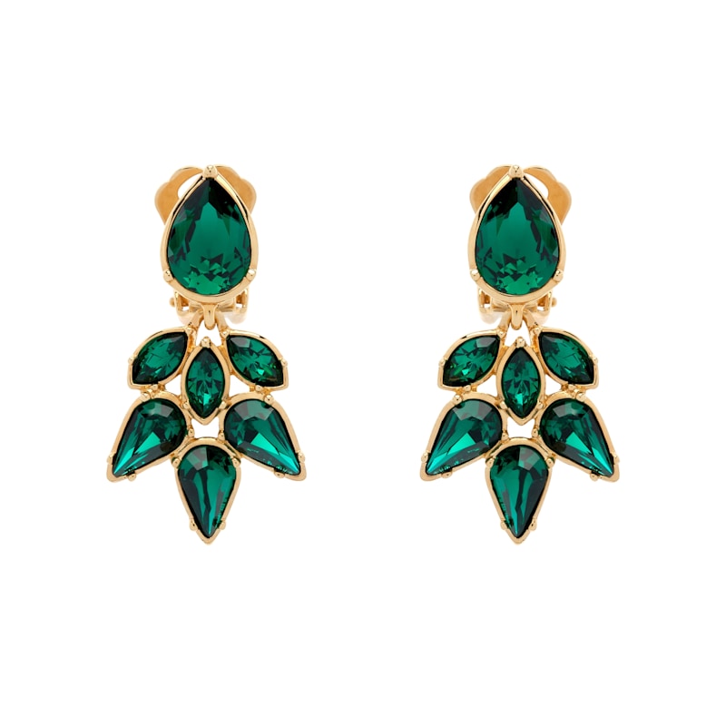 Thumbnail of Emerald Crystal Chandelier Clip Earrings image