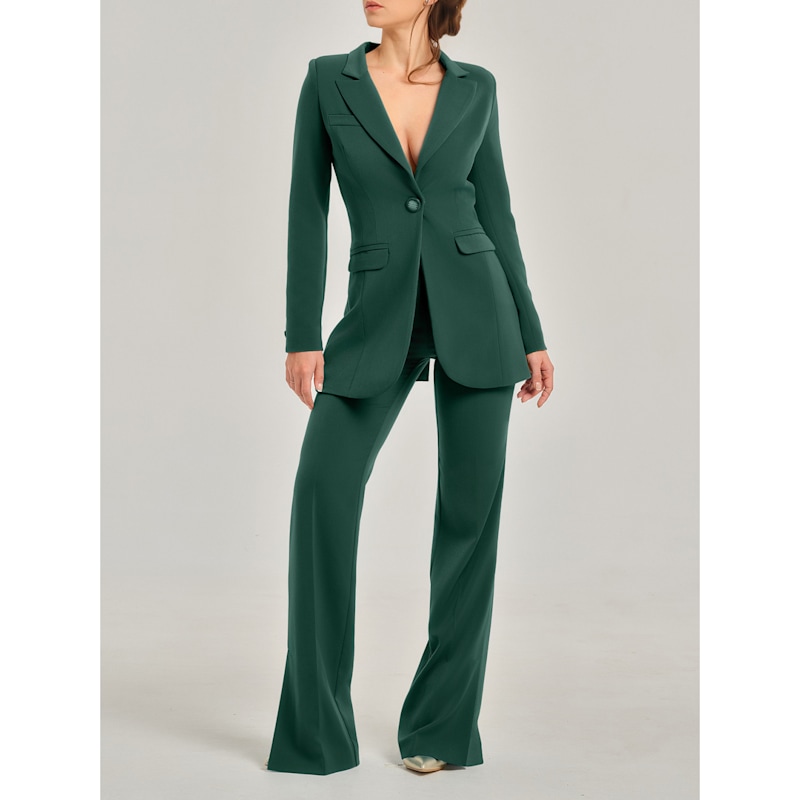 Tia Dorraine Stretch Crpe Power Suit - Green