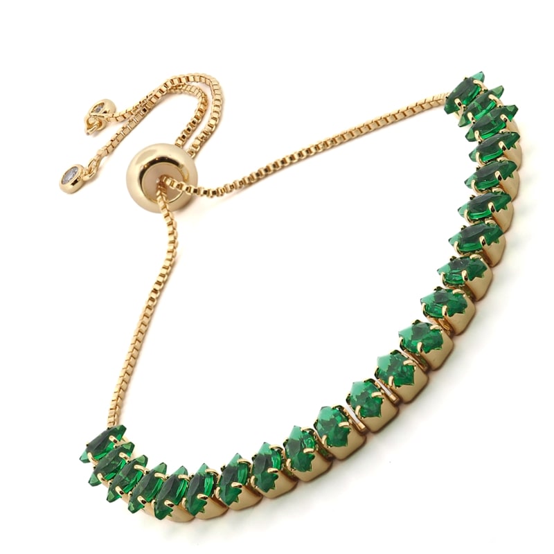 Thumbnail of Emerald Glow Adjustable Gold Bracelet - Green image