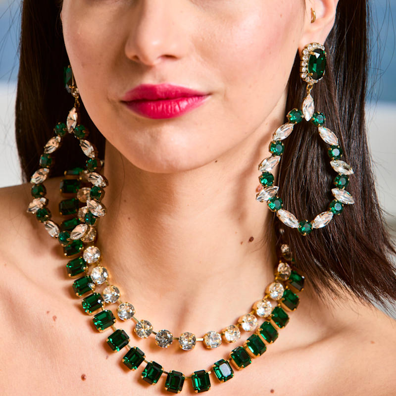 Thumbnail of Emerald Green Crystal Square Cut Necklace image