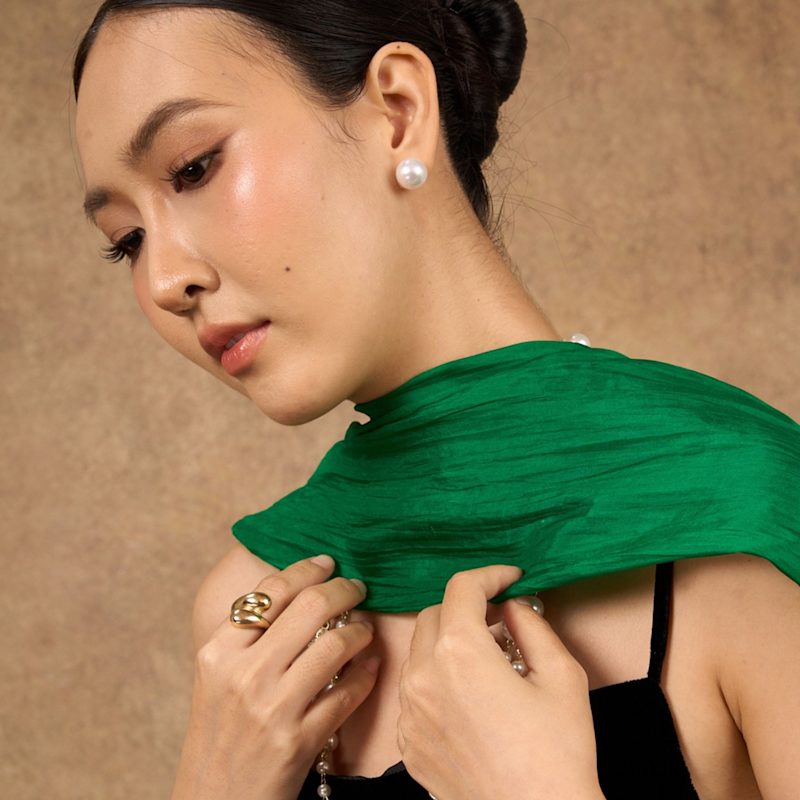 Thumbnail of Emerald Green Silk Scarf – Hand-Dyed Mulberry Silk Shawl, Wedding & Evening Wrap image