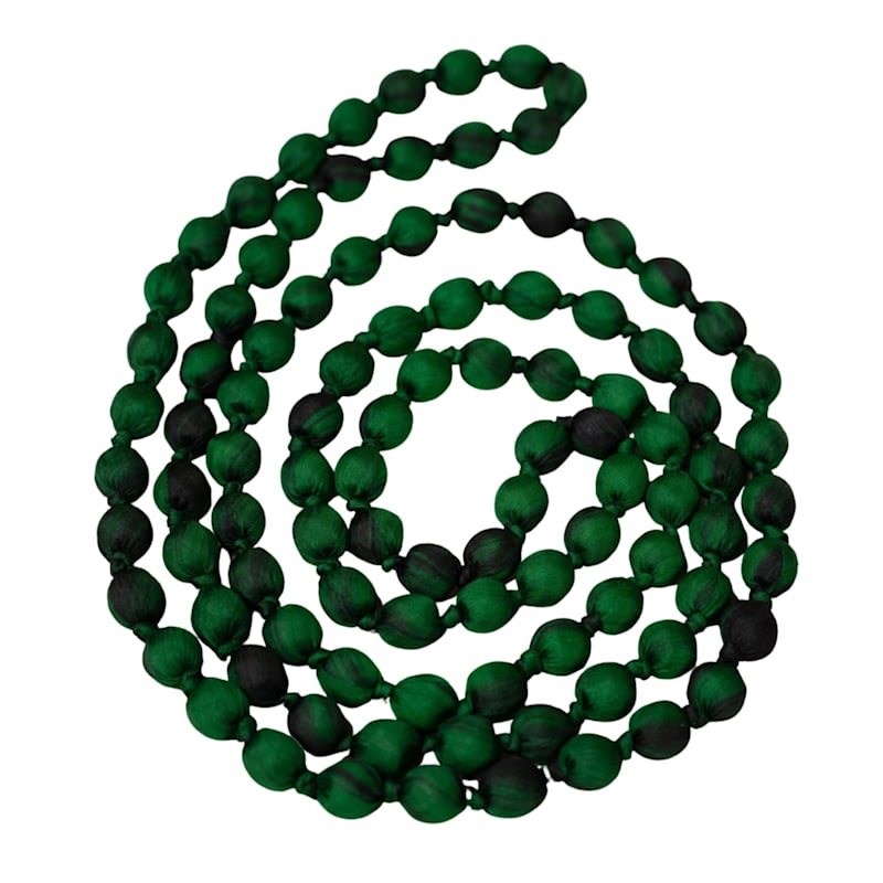 Thumbnail of Emerald Green Silk Bead Necklace – Hand-Wrapped & Knotted image