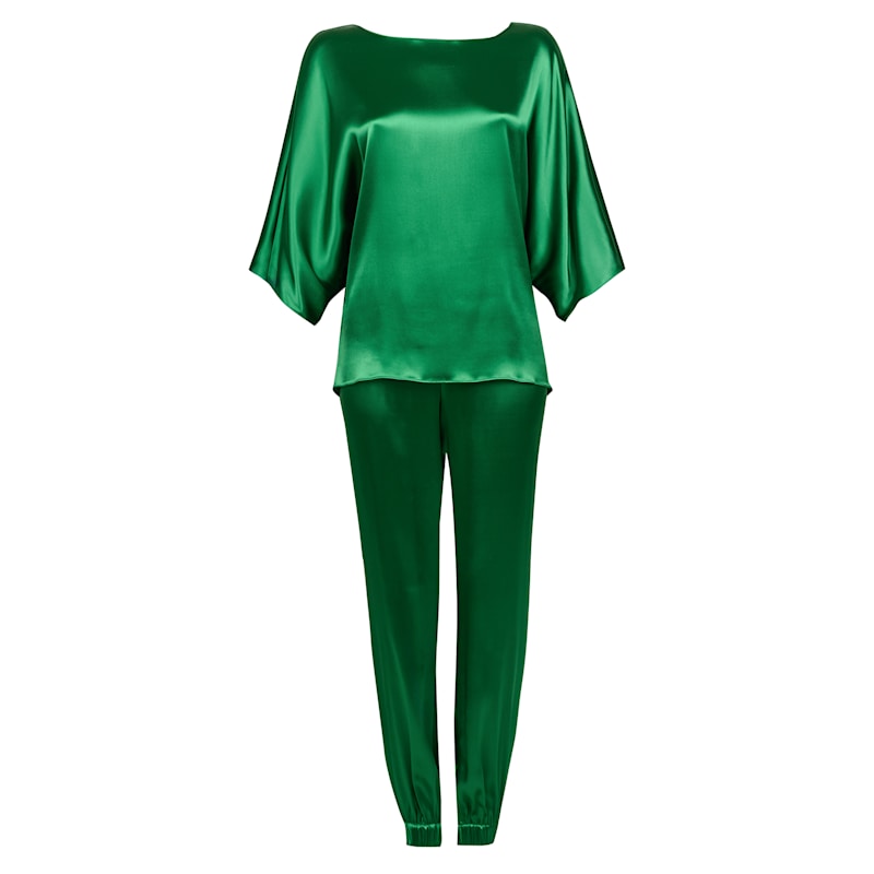 Thumbnail of Emerald Green Silk Satin Suit image