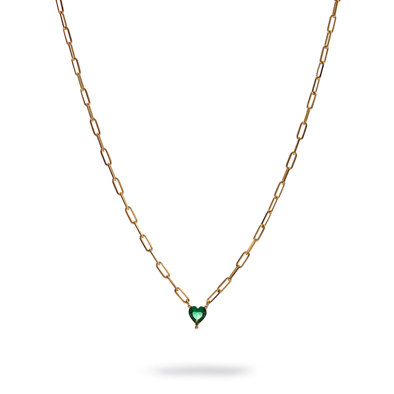 Thumbnail of Emerald Heart Minimalist Gold Necklace - Green image