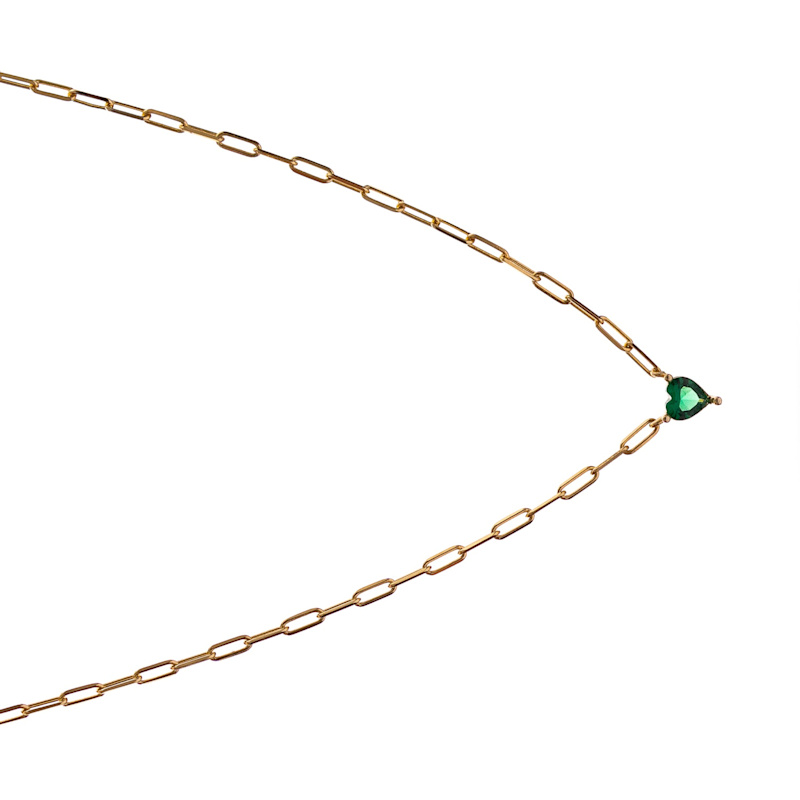 Thumbnail of Emerald Heart Minimalist Gold Necklace - Green image