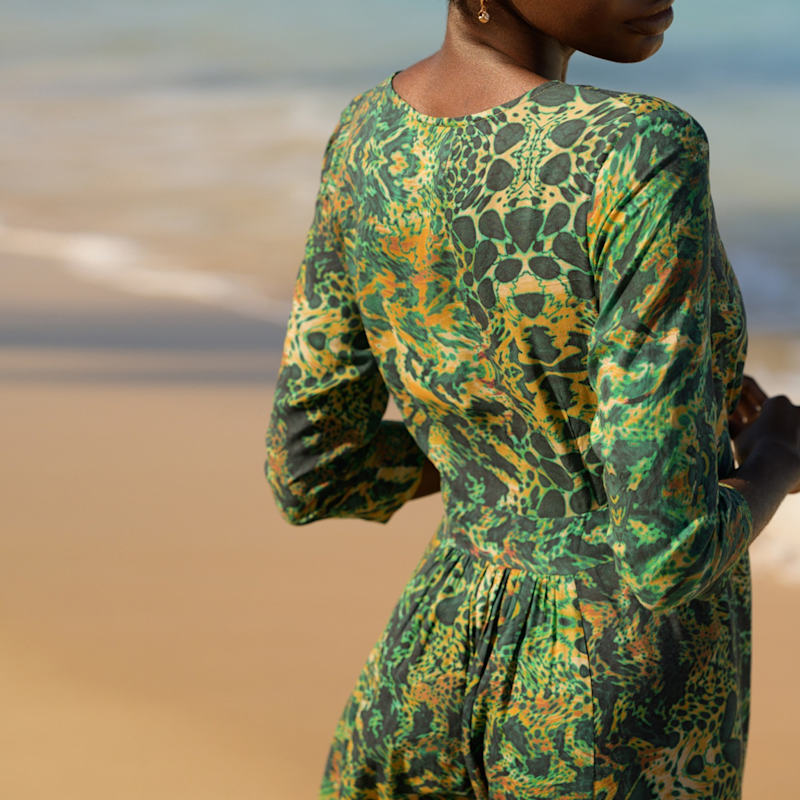 Emerald Leopard Maxi Ruffle Wrap Dress | Sophia Alexia | Wolf & Badger