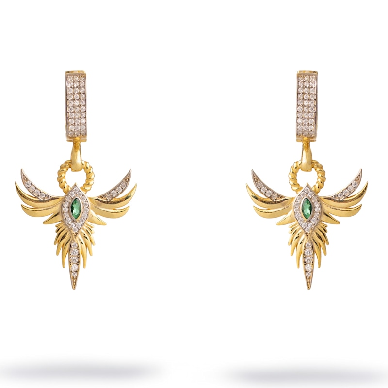 Thumbnail of Emerald Phoenix Guardian Earrings - Gold image