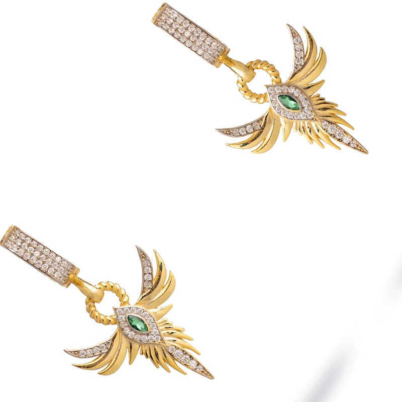 Thumbnail of Emerald Phoenix Guardian Earrings - Gold image
