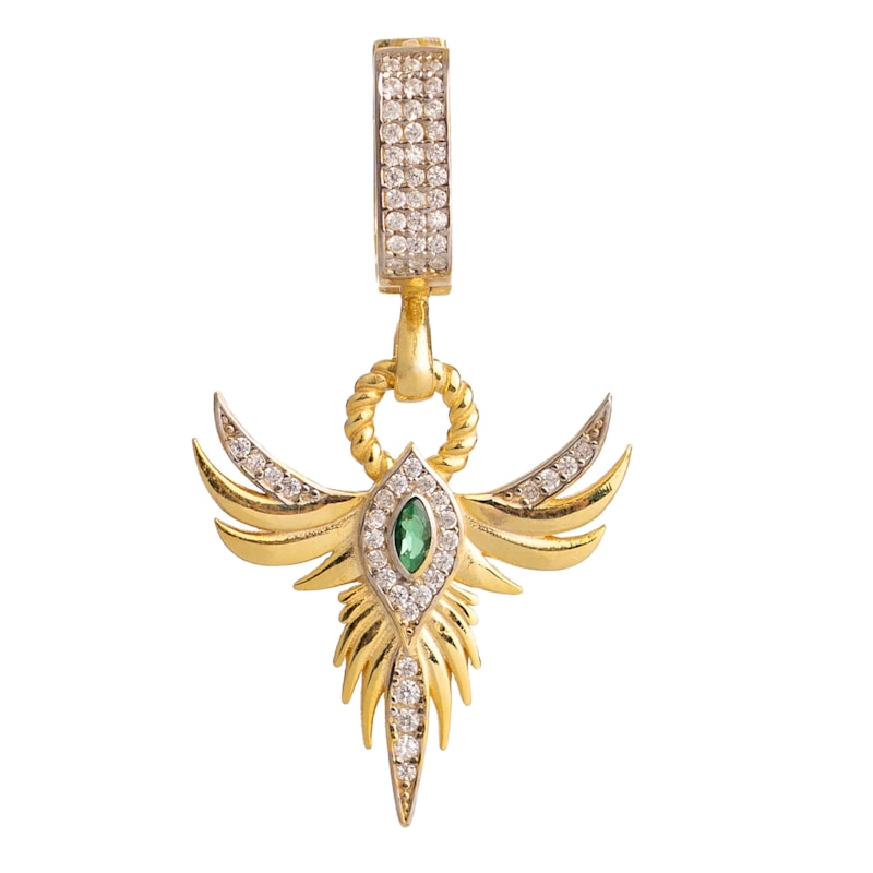 Thumbnail of Emerald Phoenix Guardian Earrings - Gold image