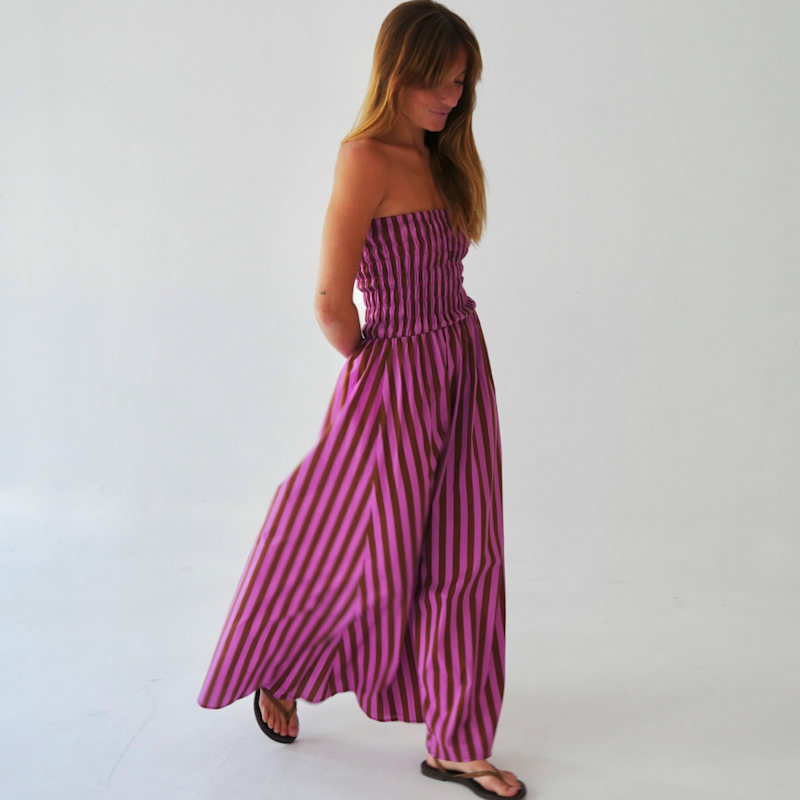 Emily Brown And Pink Striped Dress | Mind Traveler