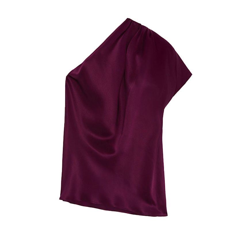 Thumbnail of Emily Silk One-Shoulder Top - Berry image