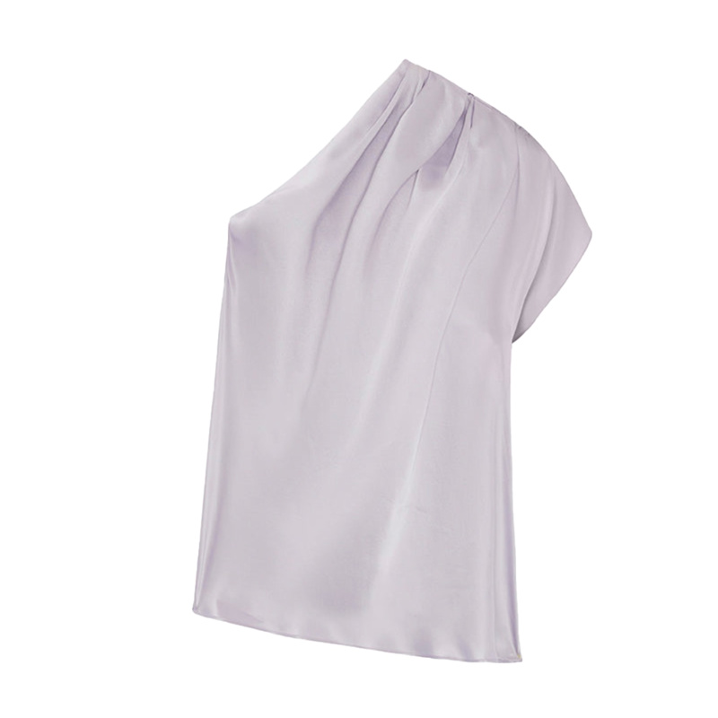 Thumbnail of Emily Silk One-Shoulder Top - Silver image