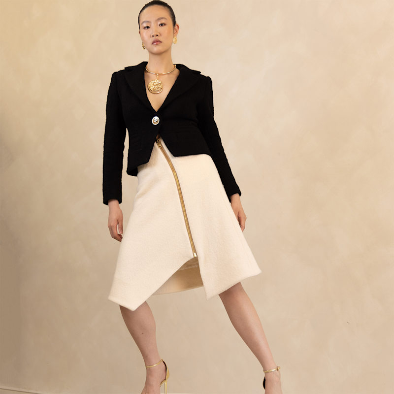 Thumbnail of Emily The Ivory High Waisted Flirty Skirt image