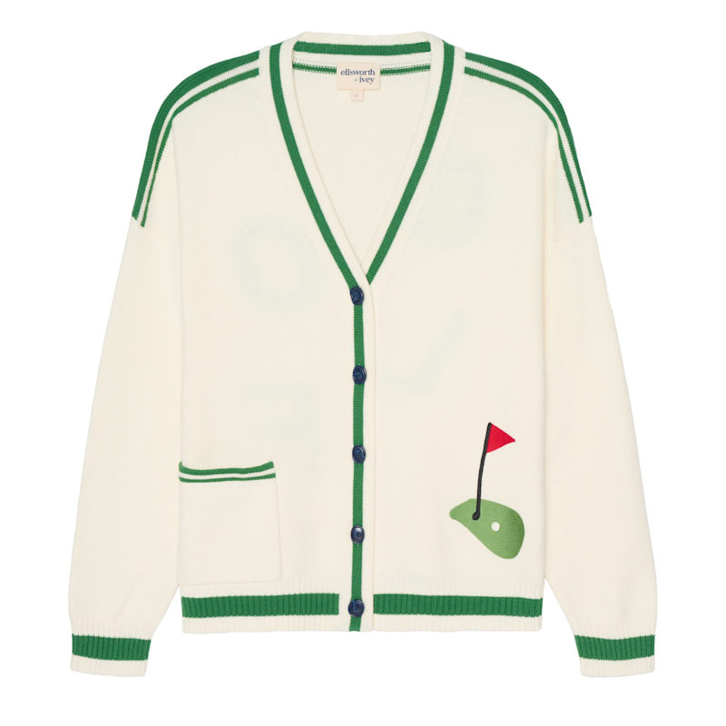Thumbnail of Emily Varsity Cardigan - Ivory Golf image