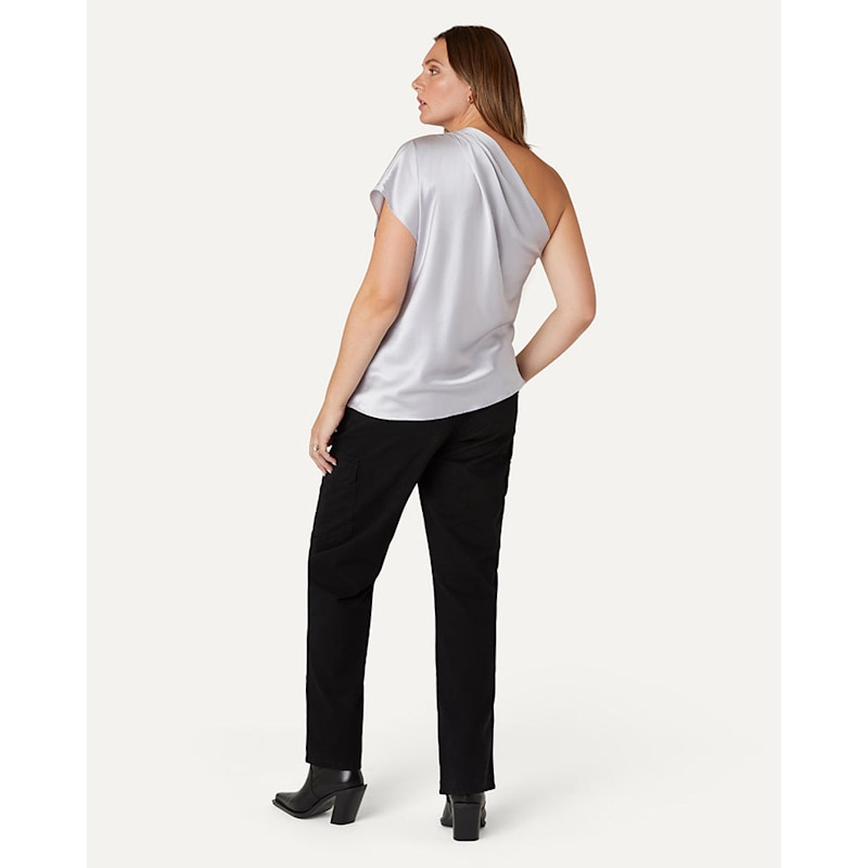 Thumbnail of Emily Silk One-Shoulder Top - Silver image
