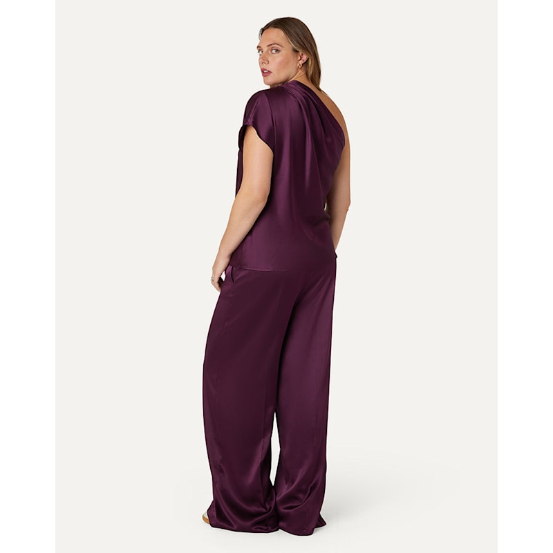 Thumbnail of Emily Silk One-Shoulder Top - Berry image
