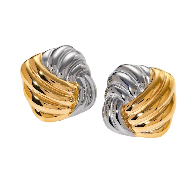 Thumbnail of Two Tone Knot Square Vintage Earrings image