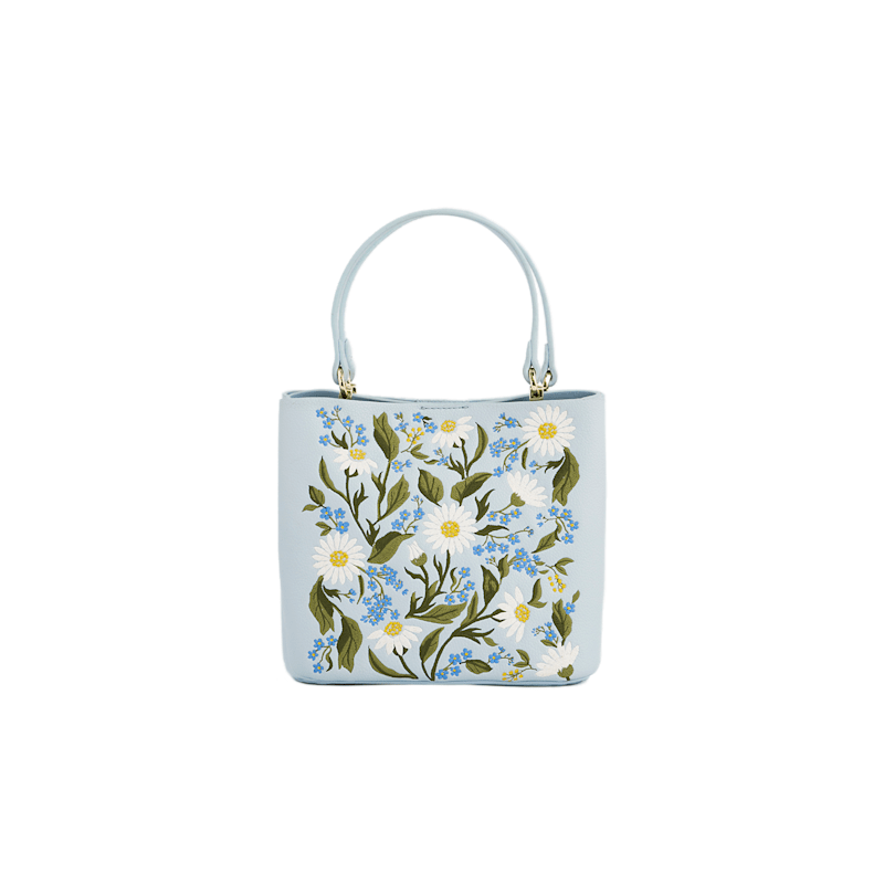 Thumbnail of Emma Forget Me Not  Blue Embroidered Bucket Bag image