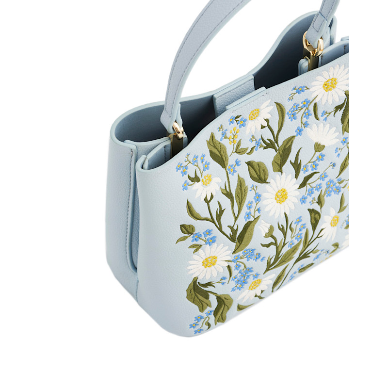 Thumbnail of Emma Forget Me Not  Blue Embroidered Bucket Bag image