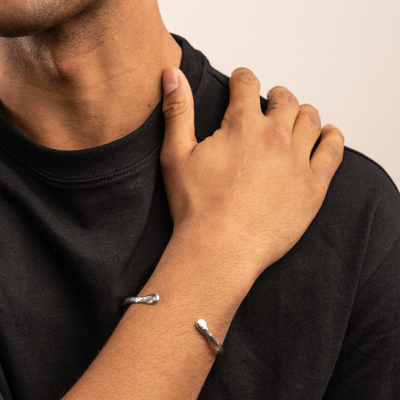 Thumbnail of Men's Hammered Curved Bangle image