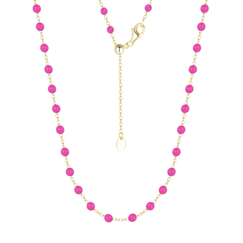 Thumbnail of Enamel Beaded Chain Necklace - Large - Tangerine image