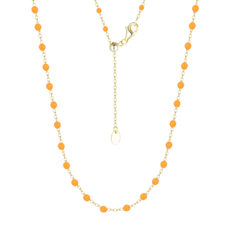 Thumbnail of Enamel Beaded Chain Necklace - Large - Tangerine image