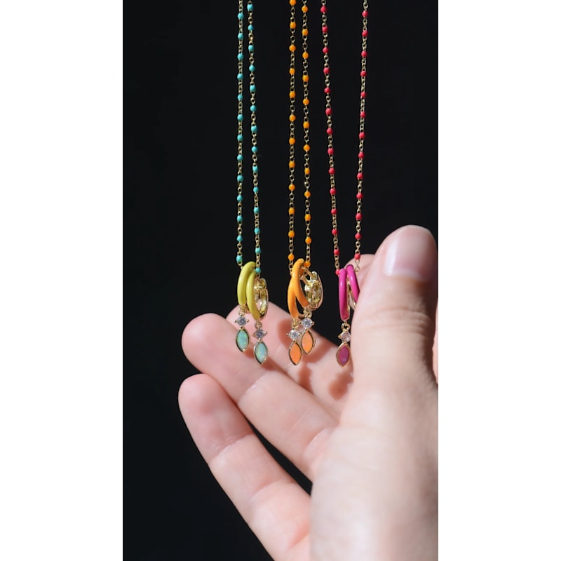 Thumbnail of Enamel Beaded Chain Necklace - Turquoise Enamel image