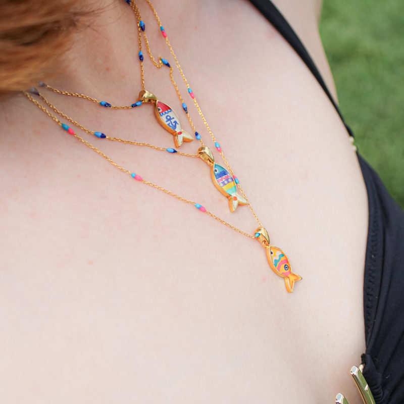 Thumbnail of Enamel Gold Fish Necklace image