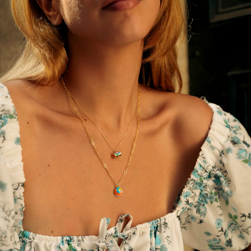 Thumbnail of Spiral Enamel Sterling Silver Necklace image