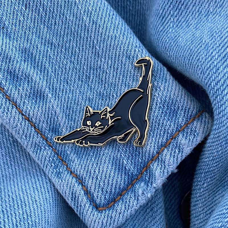 Thumbnail of Enamel Pin Stretching Cat image