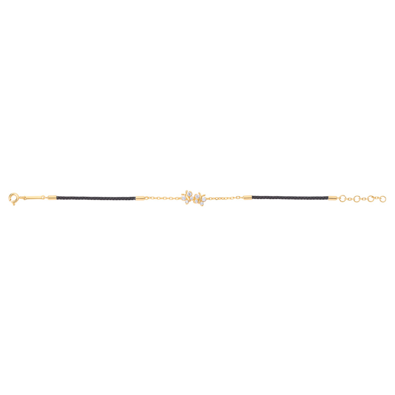 Thumbnail of Enchanting Flutterfly Gold Vermeil Butterfly Black Silk Cord Thread Bracelet image