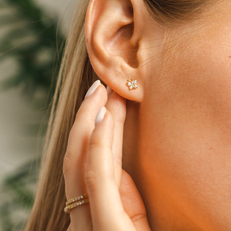 Thumbnail of Enchanting Flutterfly™ Gold Vermeil Butterfly Studs image