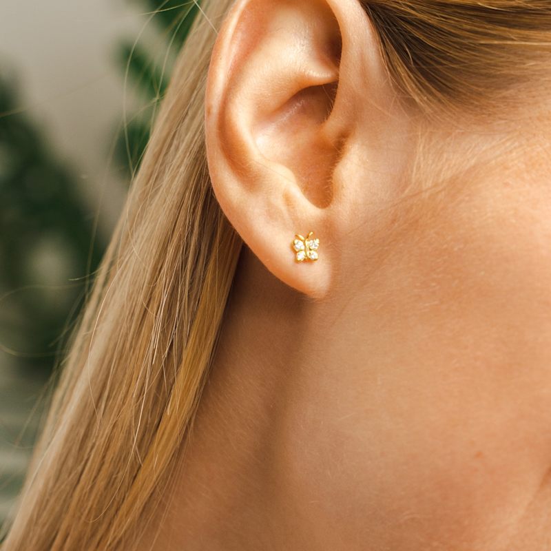 Thumbnail of Enchanting Flutterfly™ Solid Gold Diamond Butterfly Studs image