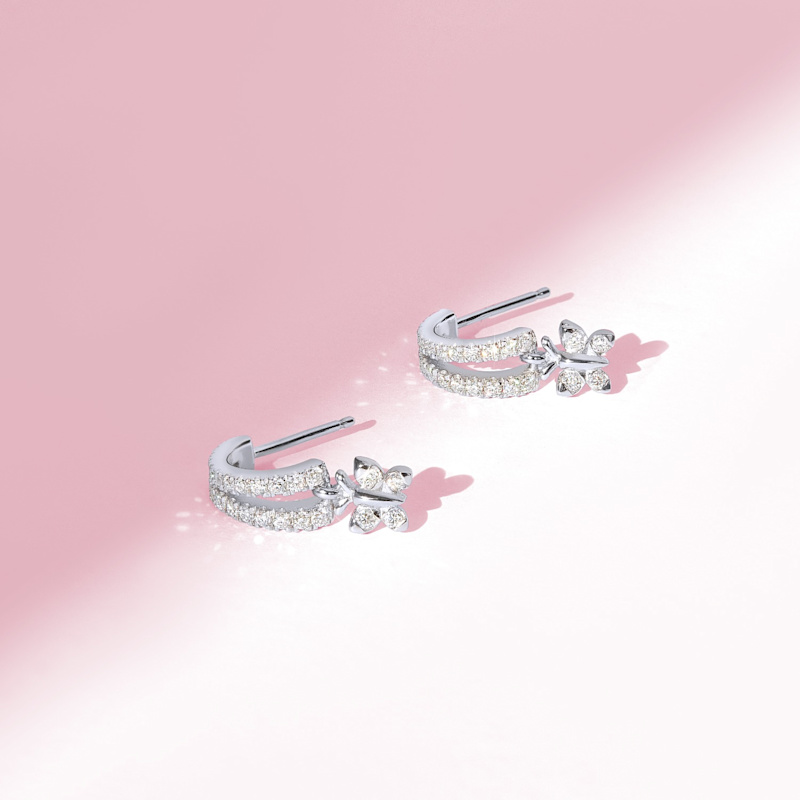 Thumbnail of Enchanting Flutterfly™ Sterling Silver Butterfly Huggies image