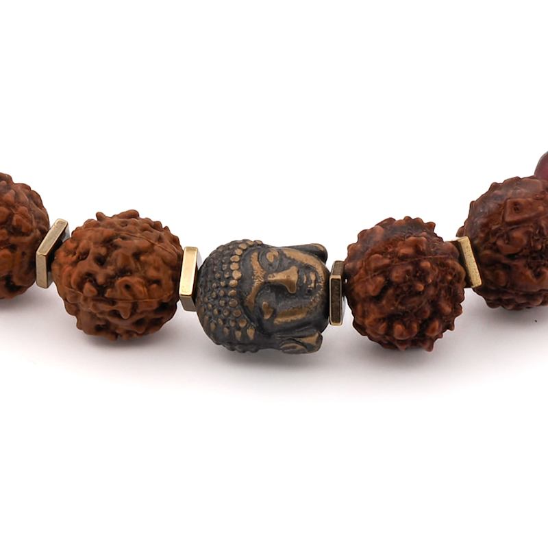 Thumbnail of Energy Stone Tibet Rudraksha Buddha Beaded Bracelet - Brown image