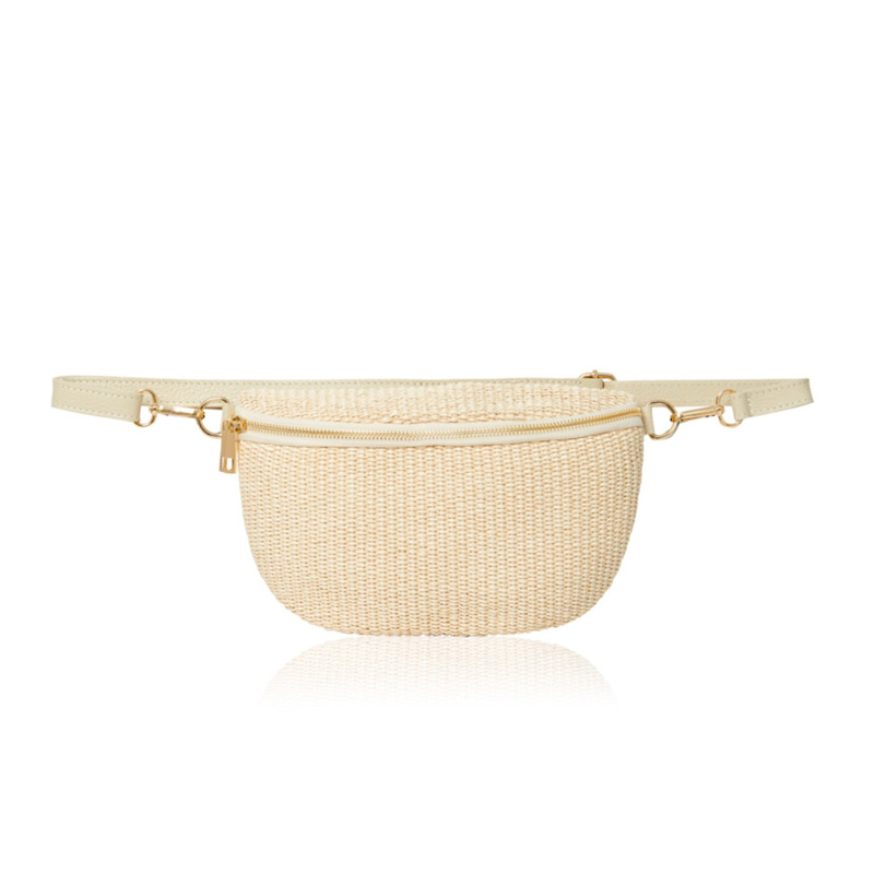 Thumbnail of Enna Raffia Crossbody And Waist Bag In Cream image