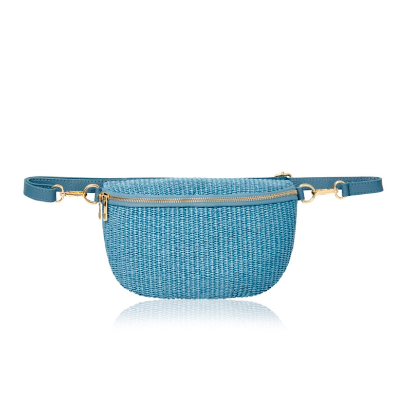 Thumbnail of Enna Raffia Crossbody And Waist Bag In Denim Blue image