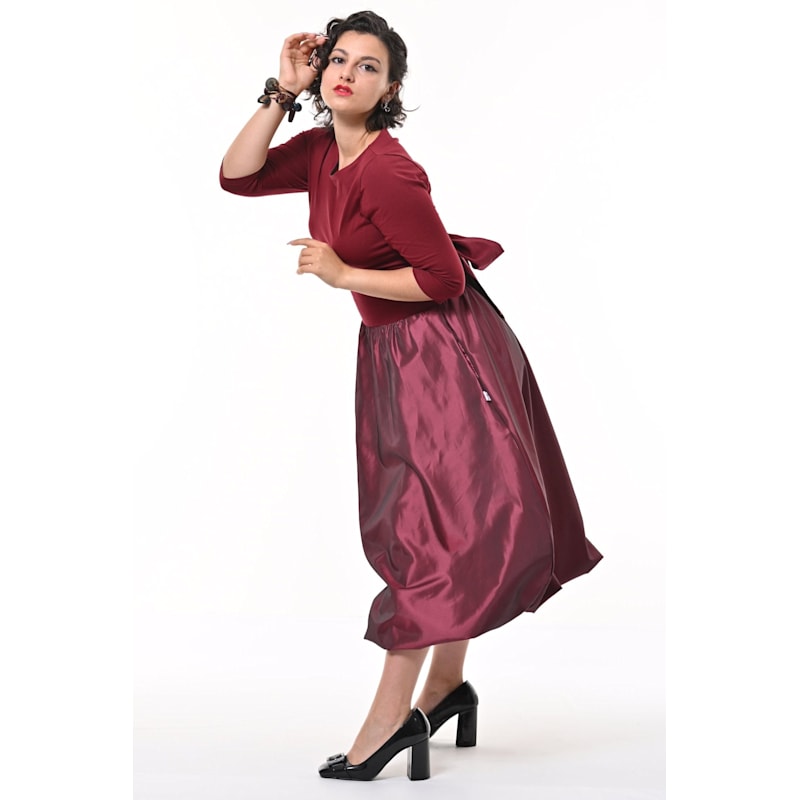 Thumbnail of Enoki Puffball Skirt In Burgundy Taffeta image